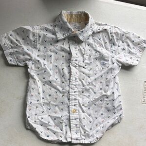 Nautica Kids White Button Down Shirt with Colorful Print